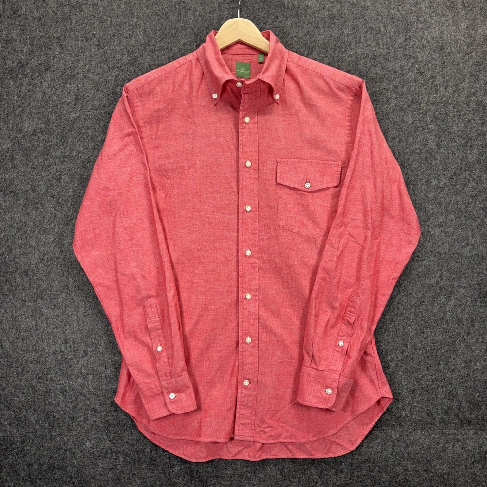 Sid Mashburn Button Down Shirt Mens Pink Blue Cotton Long Sleeve USA Lightweight